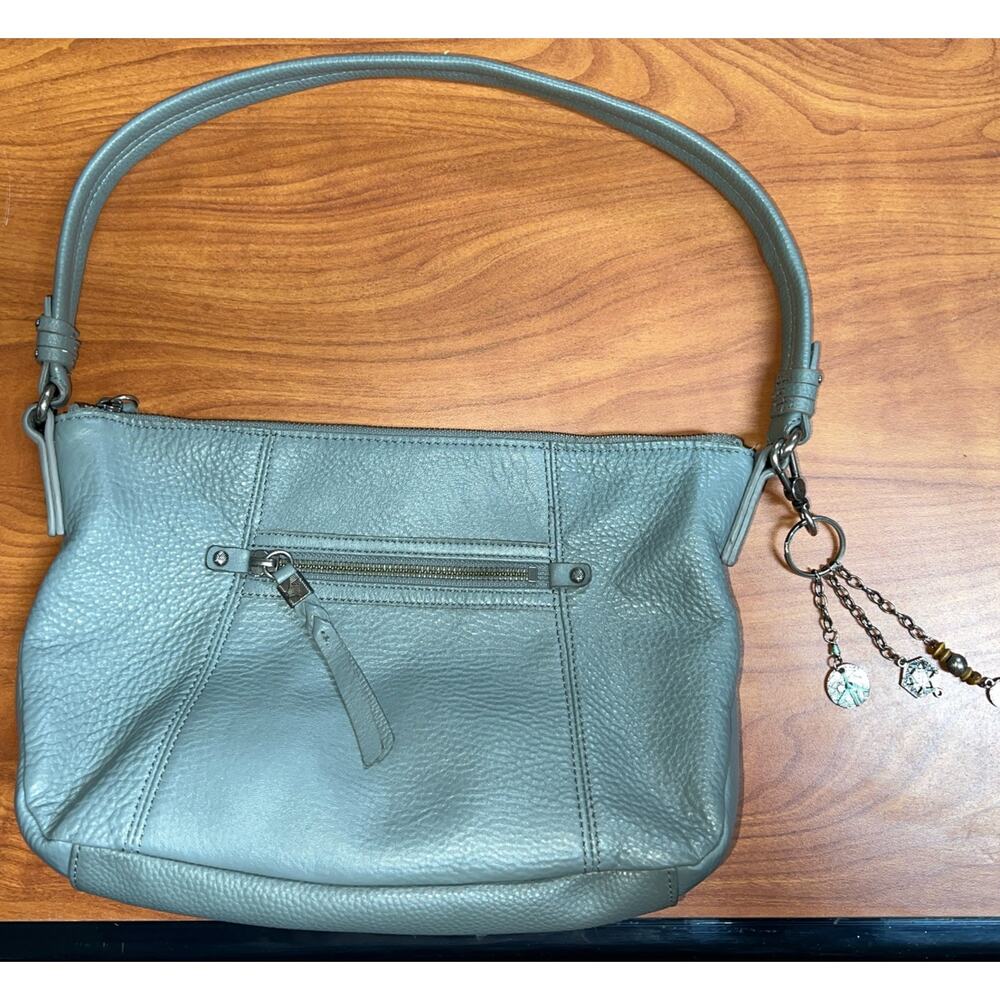 The Sak Sequoia Gray Leather Hobo Shoulder Bag Purse Soft Pebbled with CHARMS